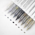 Water Based Acrylic Paint Markers, 9 Colors Acrylic Paint Pens Set with Soft Brush Tip, Marker Pen for Rock Painting, Egg, Wood, Glass, Paper, Mugs, Acrylic Painter Ink (Gray Brown Series)