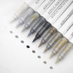 Water Based Acrylic Paint Markers, 9 Colors Acrylic Paint Pens Set with Soft Brush Tip, Marker Pen for Rock Painting, Egg, Wood, Glass, Paper, Mugs, Acrylic Painter Ink (Gray Brown Series)