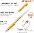 Shuttle Art White Gold Silver Gel Pens, 6 Pack 0.7mm, 1.0mm Metallic Gel Ink Pens Fine Point for Black Paper Highlighting Card Making Scrapbooking Coloring Writing Drawing School Office Home