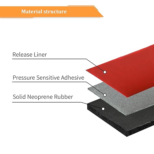 DOBTIM Solid Neoprene Rubber Strips with Adhesive Backing 1/8 (.125)" Thick x 4" Wide x 10' Long, Self Adhesive Rubber Sheets, Rolls & Strips for DIY Gaskets Crafts Pads Seals Warehouse Flooring