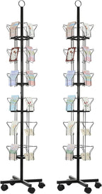 PATIKIL 2Pack 6 Tier Rotating Greeting Card Rack, Metal Spinning Greeting Card Display Stand Portable Postcard Rack Holder Organizer for Postcard Sticker Photo Desk Book Stamp, Black