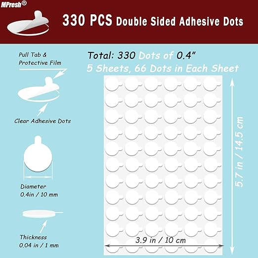 Sticky Tack Dots Easy to Peel, Clear Museum Putty Glue Gel Double Sided Mounting Sticky Tack for Action Figures Wall Hanging, Crafts, Balloons, Poster, Decorations