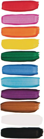 S&S Worldwide Color Splash! Liquid Tempera Bulk Paint, Set of 12 in 11 Bright Colors, 8-oz Flip-Top Bottles, Great for Arts & Crafts, School, Classroom, Poster Paint, For Kids & Adults, Non-Toxic.