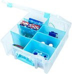 ArtBin 6990RH-AMZ Super Satchel Double Deep Compartment Box - Art Storage with 8 Removable Compartments, Smart Closure for Craft Supplies (Aqua- Pack of 3)