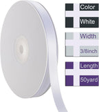 3/8 Inch White Ribbon, 50 Yards Craft Polyester Satin Ribbon Perfect for Gift Wrapping, Handmade Roses, Wedding Party Decorations and DIY Crafts