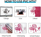 guangyintong Heat Transfer Vinyl Rose Red HTV Rolls, 12" x 10ft Rose Red Iron on Vinyl for T-Shirts, Matte Surface HTV Vinyl for All Cutter Machine Easy to Cut & Weed for Heat Vinyl DIY Design