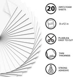 MEARCOOH White Self Adhesive Foam Sheets, 1mm Sticky Eva Foam Paper 9x12 Inch for Crafts(20PACK)