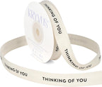 Thinking of You Ribbon - 5/8 Inch x 12 Yards Natural Twill Tape Ribbon, Cotton Herringbone Ribbons for Gift Wrapping, Birthdays, Weddings, Anniversaries, Valentine's Day, Mother's Day
