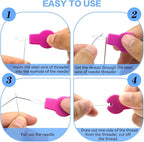 Lechchy 16 Pcs Sewing Machine Needle Threaders for Embroidery Floss, Cut-Off Thread Function, Gourd Shaped Simple Threader Tool for Hand Sewing, Sewing Crafting, with Clear Storage Box, 4 Colors
