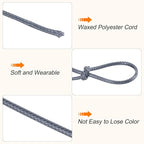 MECCANIXITY Waxed Cord 3mm Waxed Polyester Cord 44 Yard Wax String for Bracelet Making, Necklaces, Beading, Jewelry Making and DIY Crafts(Dark Grey)