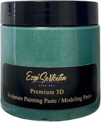3D Sculpture Painting Paste|Texture Paste|Decorative Plaster|Unique Colors|Ideal for Artwork|Stencil|Flowers|Texture|Art Relief| 6 oz (Metallic Green)