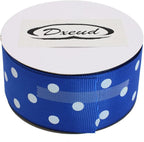 Polka Dot Grosgrain Ribbon 25 Yard Each Roll 100% Polyester (1/1-2", Royal Blue)