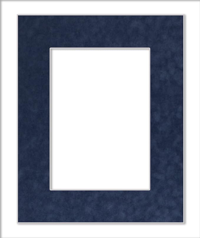 Pack of 25 Acid Free 11x14 Mats Bevel Cut for 8.5x11 Photos - Navy Suede Precut Matboards With Backing Boards and Clear Photo Mat Bags For Pictures, Photos, Framing - 4-ply Thickness