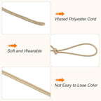 MECCANIXITY Waxed Cord 3mm Waxed Polyester Cord 44 Yard Wax String for Bracelet Making, Necklaces, Beading, Jewelry Making and DIY Crafts(Khaki)