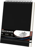 9" x 12" Sketch Book, Top Spiral Sketchbook Hardcover, 68lb (100gsm) Drawing Paper Pad & Sketch Paper, 1-Pack Sketch Pads for Drawing for Adults, Professional Art Supplies for Teens & Artist Gifts.