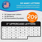 209 Pcs 3" Purple Bulletin Board Letters & Numbers, Capital Letters, Numbers, Punctuation, US Made Card Stock Punch Out Letters for Poster, Bulletin Board, Classroom - Precut Letters & Numbers