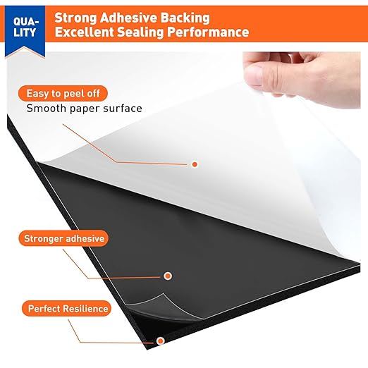 MAGZO 20Pcs Adhesive Foam Padding 1/16 in Thick X 6 in X 6 in,Closed Cell Foam Sheets Neoprene Rubber Self Stick Pads Anti Vibration Pads,Black (6in x 6in x 1/16in, 20Pcs)