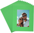 uxcell 10Pcs Picture Mats, 8 x 10 Mat Board Center for 5 x 7 Pictures Acid Free White Core Bevel Cut Frame Mattes for Display Art Measuring, Green