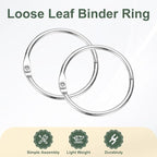 PATIKIL 1.5" x 1.8" Loose Leaf Binder Rings, 30 Pcs Metal Book Rings Nickel Keychain Ring for Paper Index Cards Flash Card Notebook Rings Office Home Book Binder, Silver Tone