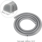uxcell Flexible Molding Trim, 79 Inch Flexible Quarter Round Molding Silicone Peel and Stick Trim Self Adhesive Shower Water Barrier for Corner Decor Bathroom Kitchen, Grey