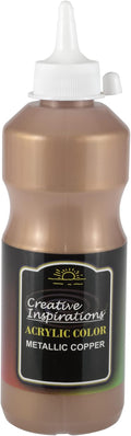 Creative Inspirations Acrylic Paint - Metallic Copper - 500 mL Bottle - Smooth & Creamy Consistency, Vibrant Pigmentation, Great Coverage for Artists - Clean Up with Soap & Water