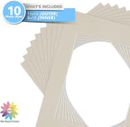 Mat Board Center, Pack of 10, 11x14 Mats for 8x10 Photos Light Gray Color - Bevel Cut, Acid Free, 4-ply Thickness, White Core - for Pictures, Photos, Framing