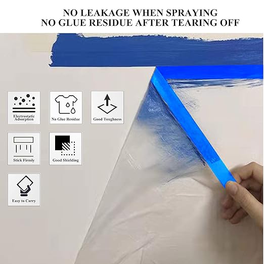 VECOPE 3-Piece Set,Pre- Masking Film Protection Covering Cloth Tape | for Automotive Covering Painting Paint Masking (5-Feet X 65-Feet)