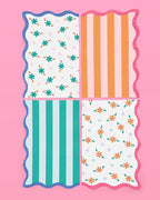 xo, Fetti Italian Summer Wavy Floral Stripe Napkins - 3-ply, 24 pcs | Bachelorette Party Decorations, Last Toast Coast, Birthday Party Supplies, Flower Baby Shower, Stripe Wavy Cocktail Decor