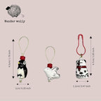 Wander wolly Handmade Animal Stitch Markers for Knitting, Three Pieces in Storage Case, One Dove, One Penguin, and One Dalmatian