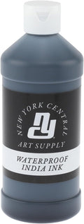 New York Central® India Ink 16oz Bottle - Make an Impact with Matte Black India Ink, Perfect for Artists, Calligraphy, Illustrations, & More!