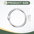 PATIKIL 1" x 1.22" Loose Leaf Binder Rings, 30 Pcs Metal Book Rings Nickel Keychain Ring for Paper Index Cards Flash Card Notebook Rings Office Home Book Binder, Silver Tone