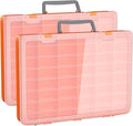Bluedale 2 Pack 48 Grids Large Plastic Organizer Box with Adjustable Dividers, Beads Storage Containers Compartment Tackle Box Case for Crafts Hobby Small Parts Fishing Seeds Jewelry (Orange)