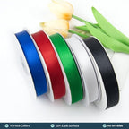 KMER LIFE 5/8" Wide x 50 Yards Black Single Faced Polyester Satin Ribbon, Black Satin Ribbon Perfect for Wedding Decor, Wreath, Crafts, Gift Wrapping & Other Projects (Black)