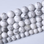 60pcs 6mm AAA Natural Stone Beads White Howlite Turquoises Round Loose Beads for Jewelry Making DIY Bracelet (White Howlite Turquoises, 6mm)