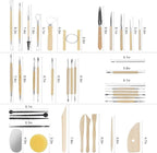 Yagugu Pottery Supplies Clay Tools for Sculpting, 39Pcs Basic Wood Ceramics Carving Polymer Clay Tool Supplies kit Supplies for Kids Adults and Artists Modeling Shaping Building for Art&Craft Gifts