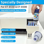 Upgraded Auto-Fill DTF Ink for ET-8550, ET-8500, 100mlx6 Heat Transfer Ink Conversion Kit, High Density Pigment Ink - Compatible with All DTF Films&Printers(Anti-UV, ICC-Free)