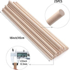 Wood Dowels Wooden Dowel Rods for Crafts, 25PCS 1/2 x 18 Round Macrame Wooden Sticks for Crafting, Unfinished Hardwood Sticks for Arts and DIYers, Tiered Cake Support and Wedding Ribbon Wands
