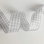 Gingham Ribbon - Gray and White, 25 Yards Each Roll, 100% Polyester (5/8")