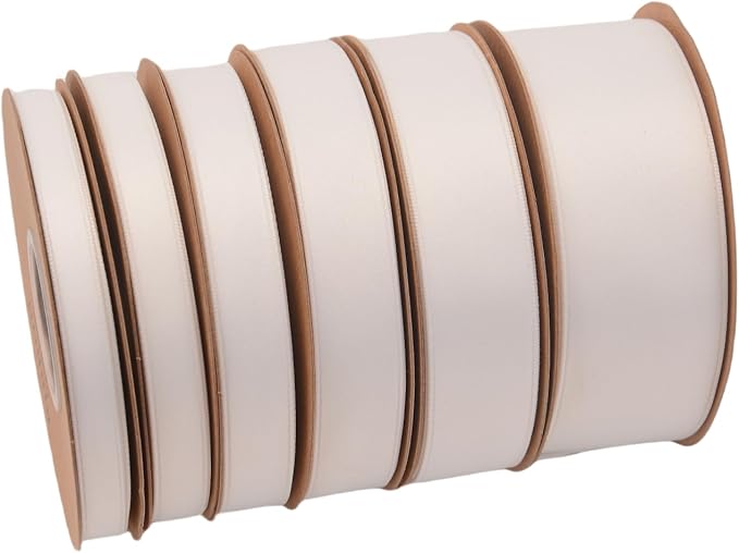 Double Side Satin Ribbon, Continuous 20 Yards,Use for Craft Bows Bouquet, Gift Wrapping, Wedding Decoration, Floral Arrangement (White, 3/8 inch)