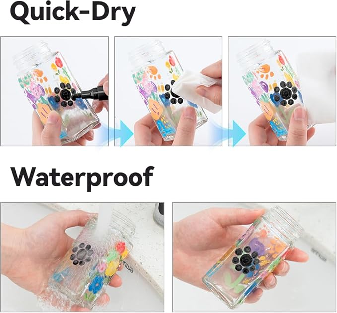 TRANSON 2 Black Permanent Paint Markers for Fabric Rock Craft Diy Painting Medium Tip Oil Based Waterproof