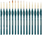 Transon 15-Piece Fine Detail Miniature Painting Brush Set for Acrylics, Watercolors, Crafts, Rocks & Face Painting