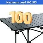 Camping Table 4Ft Folding Table Folding Picnic Aluminum Roll up Camp for Outdoor Beach Grill BBQ Travel Black