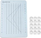YICBOR Quarter Cut Slotted Ruler Template for Quilting and Sewing Quilt Strip Rulers for Fabric Precise Cutting with 1Pack Nonslip Self Adhesive Silicone Grips