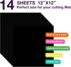 HTVRONT Black Permanent Vinyl - 14 Pack Black Permanent Adhesive Vinyl Sheets for All Cutting Machines 12in x12in Glossy Black Bundle for Craft Projects Durable Adhesive Bundle for Home Decor