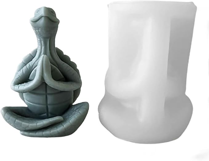 Cylinder Molds Silicone Wave Spiral Candle Mold - Silicone Resin Casting Molds for Candle & Resin & Soap Craft Supplies (Turtle-Praying)