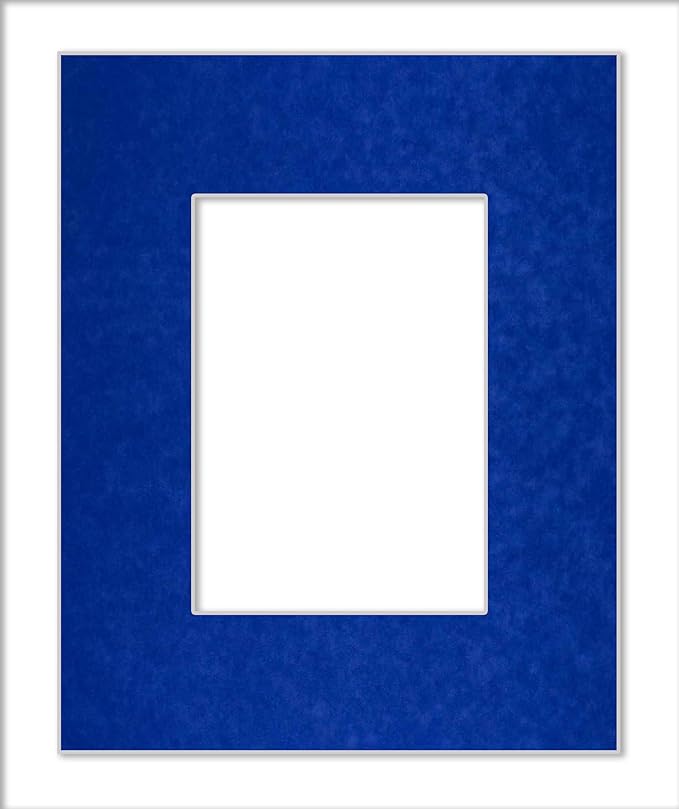Pack of TEN 8x10 Mats Bevel Cut for 5x8 Photos - Acid Free Royal Blue Suede Precut Matboards For Pictures, Photos, Framing - 4-ply Thickness