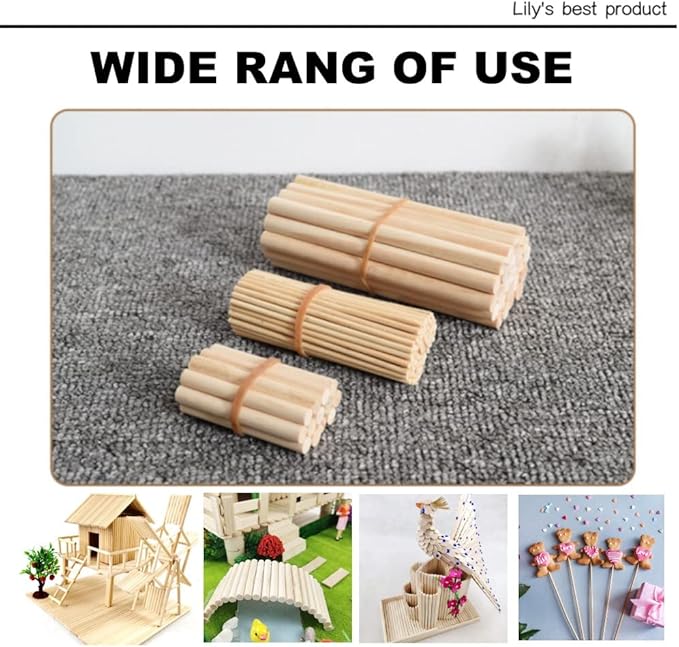 HOPELF 25PCS Bamboo Sticks - 3/8 x 17.5 Inch Dowel Rods for Crafts, Hardwood Assortment, DIYers