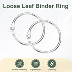 PATIKIL 1.2" x 1.4" Loose Leaf Binder Rings, 30 Pcs Metal Book Rings Nickel Keychain Ring for Paper Index Cards Flash Card Notebook Rings Office Home Book Binder, Silver Tone