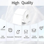 White Square Thermal Labels Stickers 2" x 2", Self-Adhesive Waterproof Square Direct Thermal Labels Stickers, Perforation Line Design