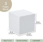 Crafare 3 Pack Craft Foam Blocks 5x5x5 Inch Polystyrene Square Foam Cubes for Arts School Projects Sculptures Floral Arrangements Modeling and Centerpieces